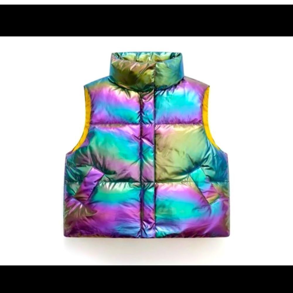Metallic Tie-Dye Puffer Vest - NEW BNIB